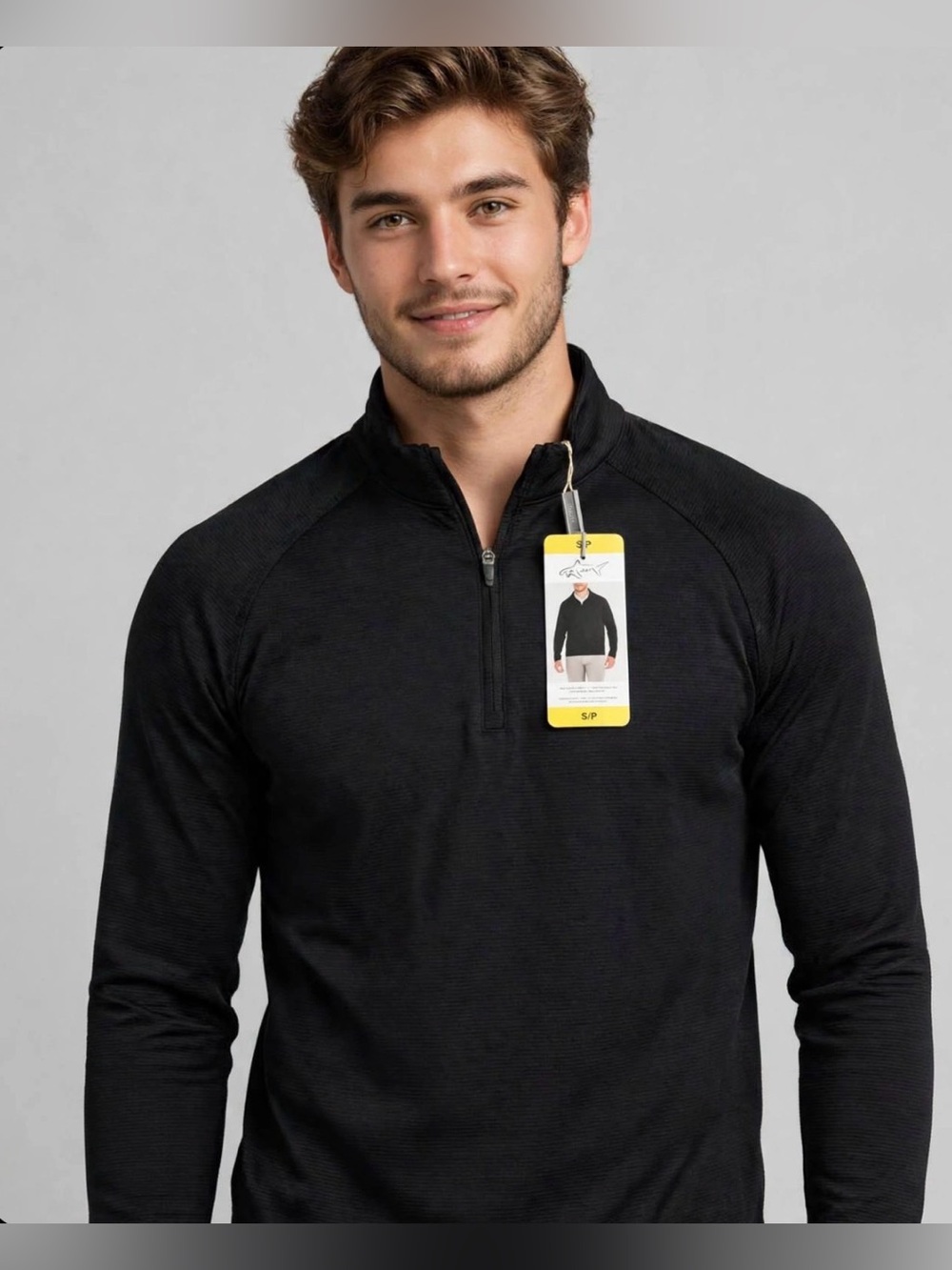 Greg Norman Collection Black Quarter-Zip Mock Neck Pullover